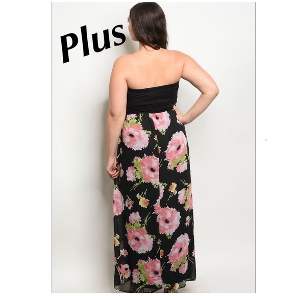 1XL Floral Maxi Strapless Dress - Picture 2 of 2